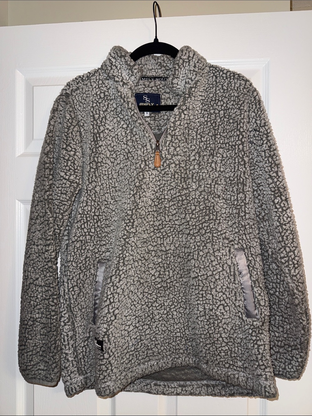 Simply Southern Women’s Gray Sherpa Half-Zip Pullover Jacket